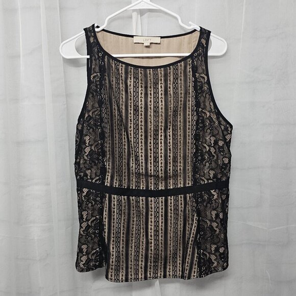 Loft Black Tan Lace Tank Top Boho Goth Coquette Fairy 12 - Picture 10 of 13